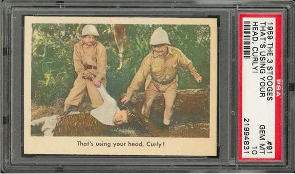 1959 Fleer "Three Stooges" #91 "Thats Using Your… " – PSA GEM MT 10 "1 of 3!"
